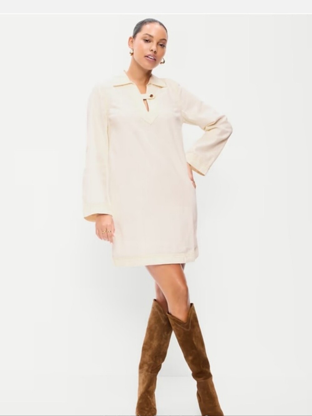 Old Navy Long-Sleeve Popover Jean Mini Dress